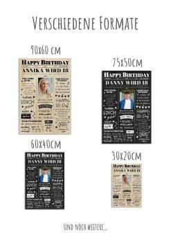 Meilensteintafel Chalkboard Geschenk 18. Geburtstag Zeitung Geburtstagsposter Jahrgangsposter Personalisiert Frau Mann Happy Birthday11