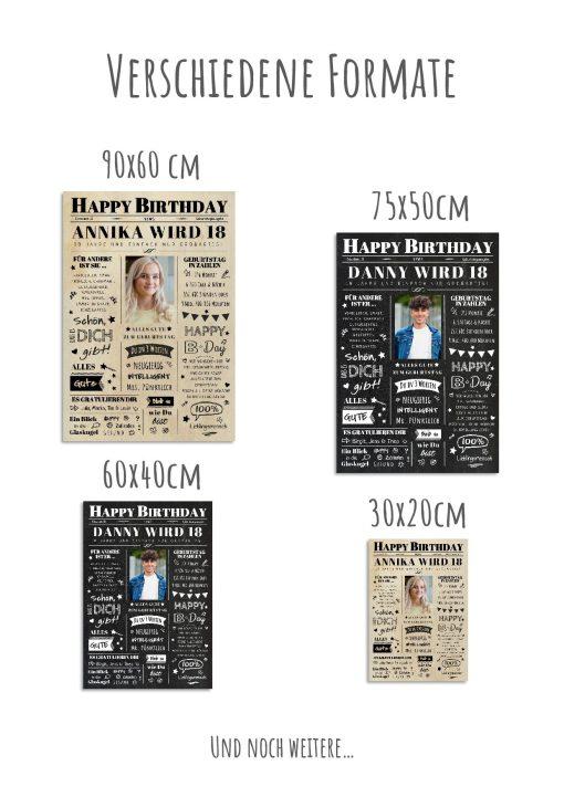 Meilensteintafel Chalkboard Geschenk 18. Geburtstag Zeitung Geburtstagsposter Jahrgangsposter Personalisiert Frau Mann Happy Birthday11