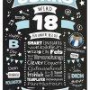 Meilensteintafel Chalkboard Geschenk 18. Geburtstag Personalisiert Geburtstagsposter Frau Mann Retro Classic Blau