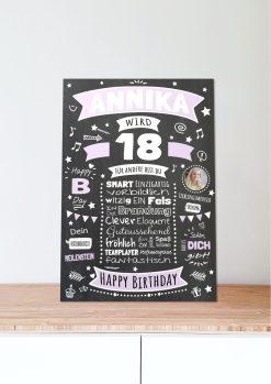Meilensteintafel Chalkboard Geschenk 18. Geburtstag Personalisiert Geburtstagsposter Frau Mann Retro Classic06