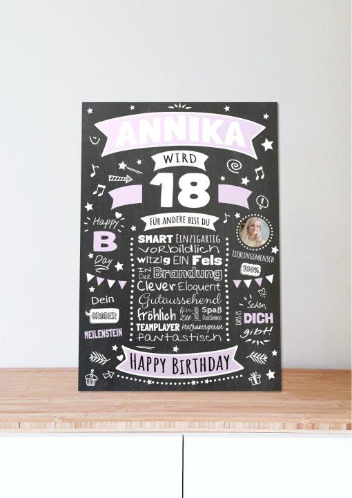 Meilensteintafel Chalkboard Geschenk 18. Geburtstag Personalisiert Geburtstagsposter Frau Mann Retro Classic06