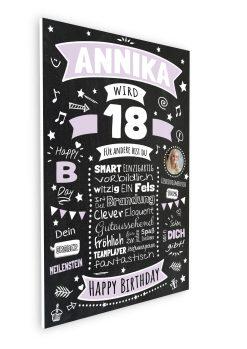 Meilensteintafel Chalkboard Geschenk 18. Geburtstag Personalisiert Geburtstagsposter Frau Mann Retro Classic08