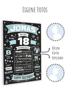 Meilensteintafel Chalkboard Geschenk 18. Geburtstag Personalisiert Geburtstagsposter Frau Mann Retro Classic11
