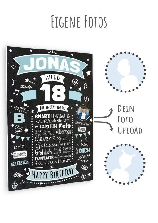 Meilensteintafel Chalkboard Geschenk 18. Geburtstag Personalisiert Geburtstagsposter Frau Mann Retro Classic11