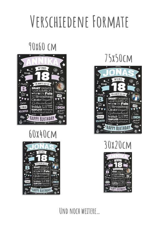 Meilensteintafel Chalkboard Geschenk 18. Geburtstag Personalisiert Geburtstagsposter Frau Mann Retro Classic12