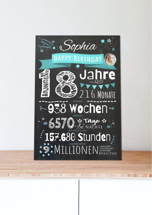 Meilensteintafel Chalkboard Geschenk 18. Geburtstag Personalisiert Junge Mädchen Geburtstagstafel Zahlenspaß (3)