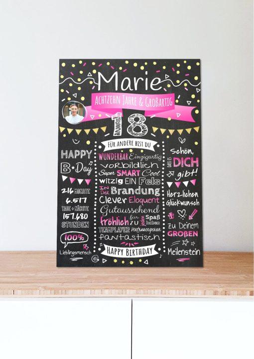 Meilensteintafel Chalkboard Geschenk 18. Geburtstag Personalisiert Volljährigkeit Geburtstagstafel Klassik Mann Frau05