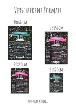 Meilensteintafel Chalkboard Geschenk 18. Geburtstag Personalisiert Volljährigkeit Geburtstagstafel Klassik Mann Frau11