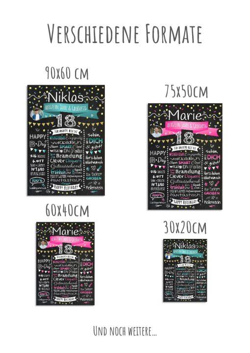 Meilensteintafel Chalkboard Geschenk 18. Geburtstag Personalisiert Volljährigkeit Geburtstagstafel Klassik Mann Frau11