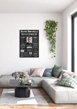 Meilensteintafel Chalkboard Geschenk 20. Geburtstag Zeitung Geburtstagsposter Jahrgangsposter Personalisiert Frau Mann Happy Birthday (1)