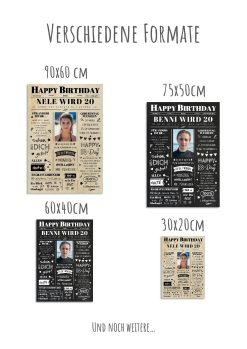 Meilensteintafel Chalkboard Geschenk 20. Geburtstag Zeitung Geburtstagsposter Jahrgangsposter Personalisiert Frau Mann Happy Birthday (12)