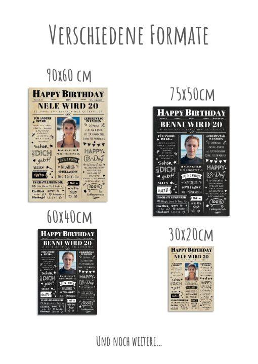 Meilensteintafel Chalkboard Geschenk 20. Geburtstag Zeitung Geburtstagsposter Jahrgangsposter Personalisiert Frau Mann Happy Birthday (12)