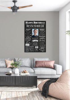 Meilensteintafel Chalkboard Geschenk 20. Geburtstag Zeitung Geburtstagsposter Jahrgangsposter Personalisiert Frau Mann Happy Birthday (3)