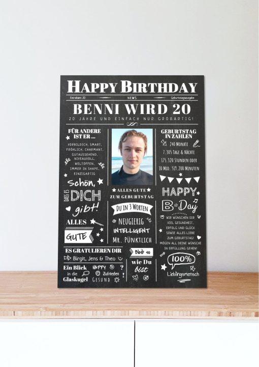 Meilensteintafel Chalkboard Geschenk 20. Geburtstag Zeitung Geburtstagsposter Jahrgangsposter Personalisiert Frau Mann Happy Birthday (6)