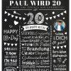 Meilensteintafel Chalkboard Geschenk 20. Geburtstag Zeitung Personalisiert Geburtstagstafel Mann Frau Klassik Chalk