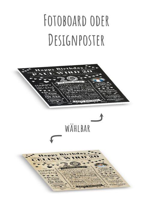 Meilensteintafel Chalkboard Geschenk 20. Geburtstag Zeitung Personalisiert Geburtstagstafel Mann Frau Klassik13