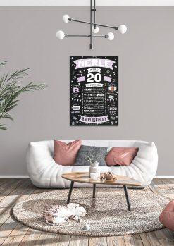 Meilensteintafel Chalkboard Geschenk 20. Geburtstag Personalisiert Geburtstagsposter Frau Mann Retro Classic (1)04