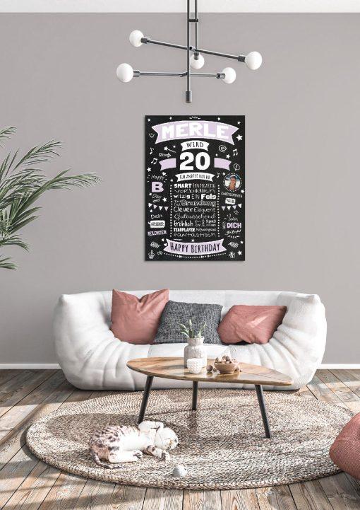 Meilensteintafel Chalkboard Geschenk 20. Geburtstag Personalisiert Geburtstagsposter Frau Mann Retro Classic (1)04
