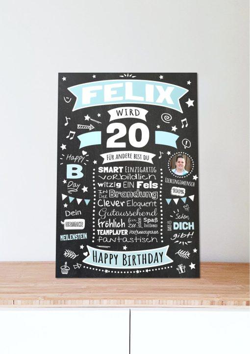 Meilensteintafel Chalkboard Geschenk 20. Geburtstag Personalisiert Geburtstagsposter Frau Mann Retro Classic (1)06