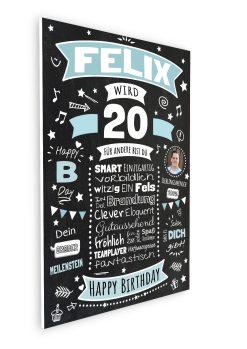 Meilensteintafel Chalkboard Geschenk 20. Geburtstag Personalisiert Geburtstagsposter Frau Mann Retro Classic (1)08