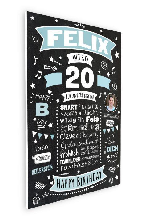 Meilensteintafel Chalkboard Geschenk 20. Geburtstag Personalisiert Geburtstagsposter Frau Mann Retro Classic (1)08