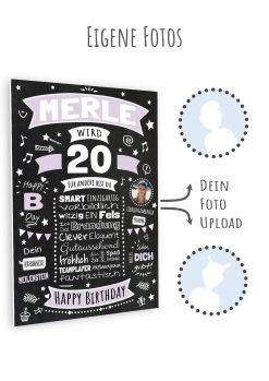 Meilensteintafel Chalkboard Geschenk 20. Geburtstag Personalisiert Geburtstagsposter Frau Mann Retro Classic (1)11