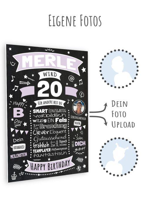 Meilensteintafel Chalkboard Geschenk 20. Geburtstag Personalisiert Geburtstagsposter Frau Mann Retro Classic (1)11
