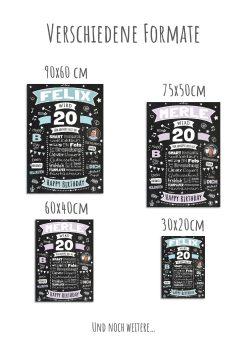 Meilensteintafel Chalkboard Geschenk 20. Geburtstag Personalisiert Geburtstagsposter Frau Mann Retro Classic (1)12