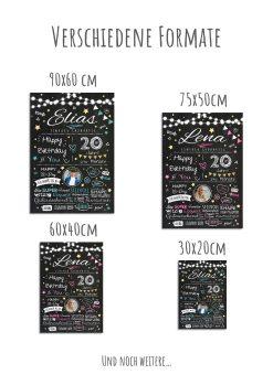 Meilensteintafel Chalkboard Geschenk 20. Geburtstag Personalisiert Geburtstagstafel Frau Mann Chalk O Classic (12)