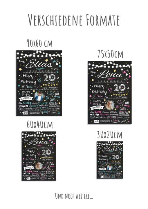 Meilensteintafel Chalkboard Geschenk 20. Geburtstag Personalisiert Geburtstagstafel Frau Mann Chalk O Classic (12)
