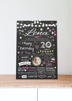 Meilensteintafel Chalkboard Geschenk 20. Geburtstag Personalisiert Geburtstagstafel Frau Mann Chalk O Classic (6)