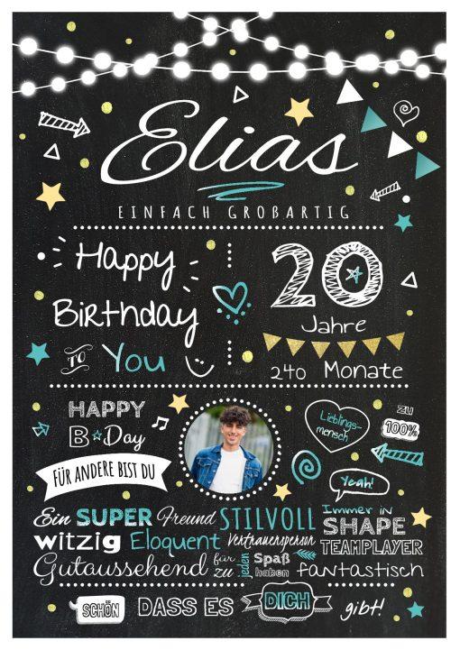 Meilensteintafel Chalkboard Geschenk 20. Geburtstag Personalisiert Geburtstagstafel Frau Mann Chalk O Classic Türkis