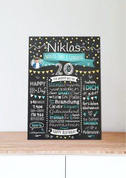 Meilensteintafel Chalkboard Geschenk 20. Geburtstag Personalisiert Geburtstagstafel Klassik Mann Frau06