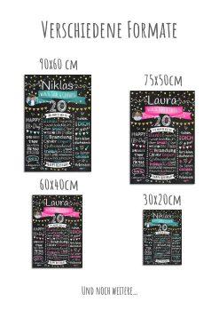 Meilensteintafel Chalkboard Geschenk 20. Geburtstag Personalisiert Geburtstagstafel Klassik Mann Frau12