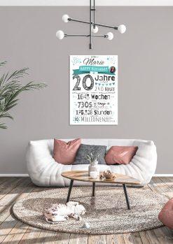 Meilensteintafel Chalkboard Geschenk 20. Geburtstag Personalisiert Mann Frau Geburtstagstafel Zahlenspaß04