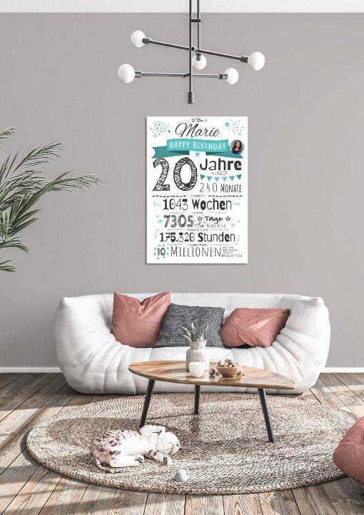 Meilensteintafel Chalkboard Geschenk 20. Geburtstag Personalisiert Mann Frau Geburtstagstafel Zahlenspaß04