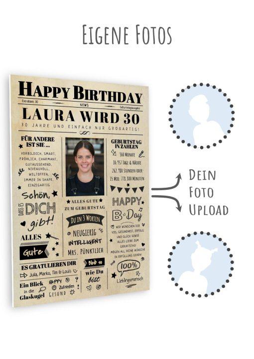 Meilensteintafel Chalkboard Geschenk 30. Geburtstag Zeitung Geburtstagsposter Jahrgangsposter Personalisiert Frau Mann Happy Birthday (11)