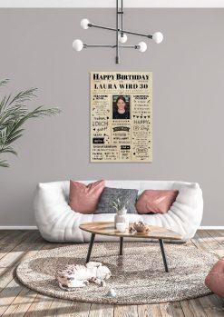 Meilensteintafel Chalkboard Geschenk 30. Geburtstag Zeitung Geburtstagsposter Jahrgangsposter Personalisiert Frau Mann Happy Birthday (4)