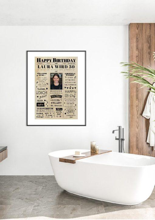 Meilensteintafel Chalkboard Geschenk 30. Geburtstag Zeitung Geburtstagsposter Jahrgangsposter Personalisiert Frau Mann Happy Birthday (5)