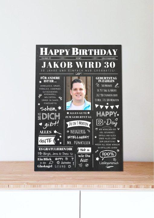Meilensteintafel Chalkboard Geschenk 30. Geburtstag Zeitung Geburtstagsposter Jahrgangsposter Personalisiert Frau Mann Happy Birthday (6)