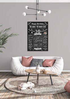Meilensteintafel Chalkboard Geschenk 30. Geburtstag Zeitung Personalisiert Geburtstagstafel Mann Frau Klassik04