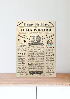 Meilensteintafel Chalkboard Geschenk 30. Geburtstag Zeitung Personalisiert Geburtstagstafel Mann Frau Klassik06