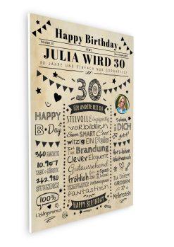 Meilensteintafel Chalkboard Geschenk 30. Geburtstag Zeitung Personalisiert Geburtstagstafel Mann Frau Klassik08