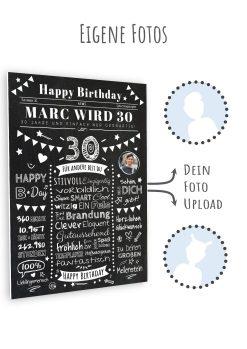 Meilensteintafel Chalkboard Geschenk 30. Geburtstag Zeitung Personalisiert Geburtstagstafel Mann Frau Klassik11