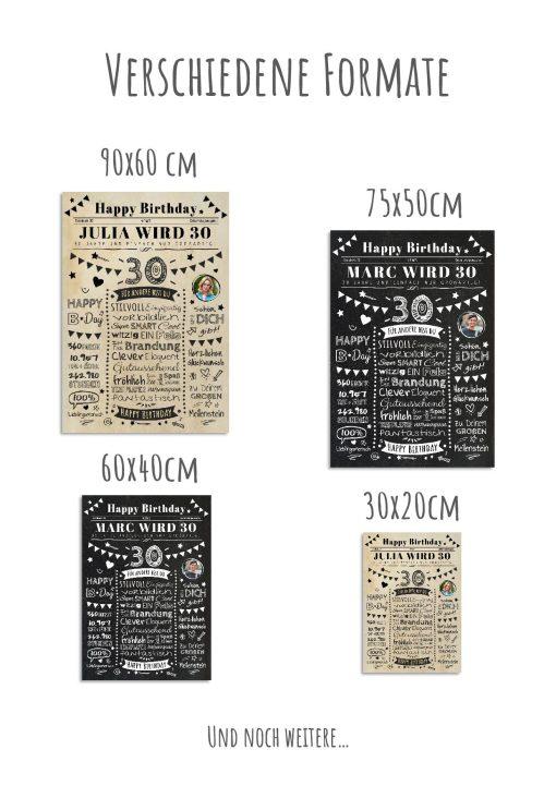 Meilensteintafel Chalkboard Geschenk 30. Geburtstag Zeitung Personalisiert Geburtstagstafel Mann Frau Klassik12