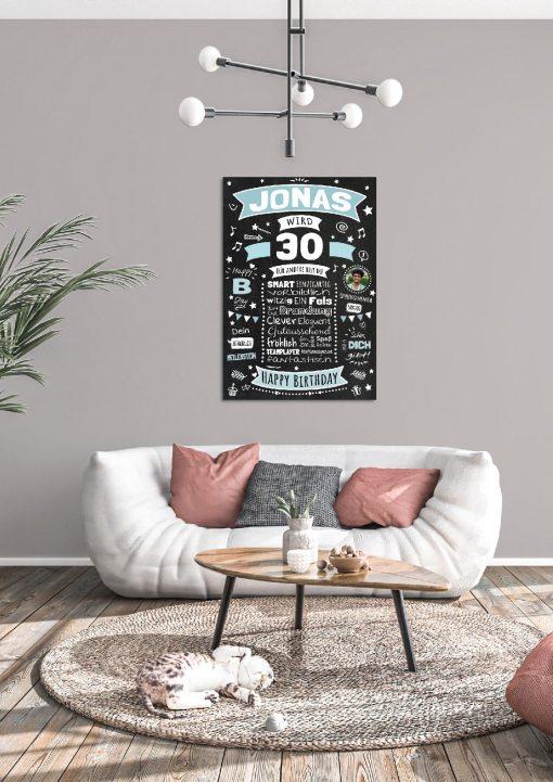 Meilensteintafel Chalkboard Geschenk 30. Geburtstag Personalisiert Geburtstagsposter Frau Mann Retro Classic04
