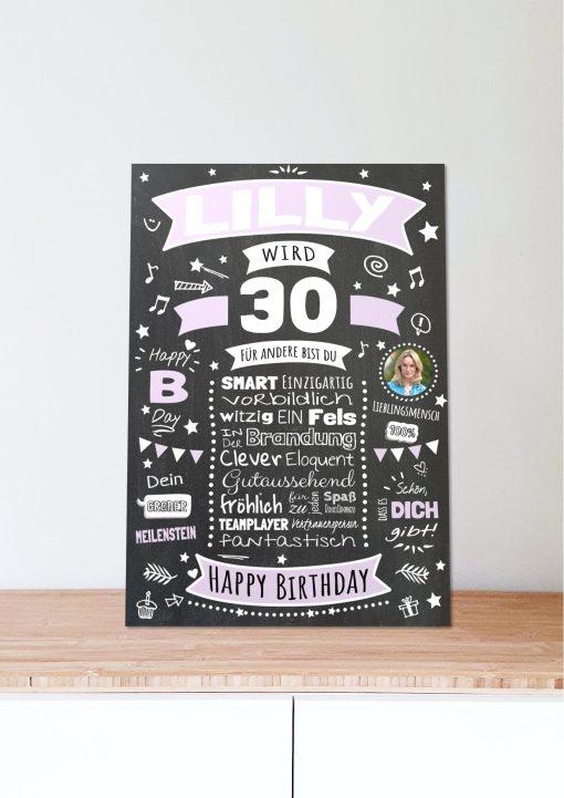 Meilensteintafel Chalkboard Geschenk 30. Geburtstag Personalisiert Geburtstagsposter Frau Mann Retro Classic06