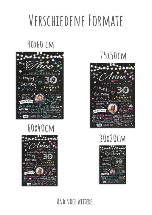 Meilensteintafel Chalkboard Geschenk 30. Geburtstag Personalisiert Geburtstagstafel Frau Mann Chalk O Classic (12)