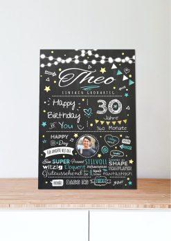 Meilensteintafel Chalkboard Geschenk 30. Geburtstag Personalisiert Geburtstagstafel Frau Mann Chalk O Classic (6)