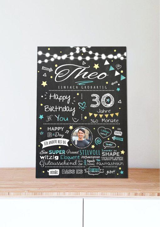 Meilensteintafel Chalkboard Geschenk 30. Geburtstag Personalisiert Geburtstagstafel Frau Mann Chalk O Classic (6)